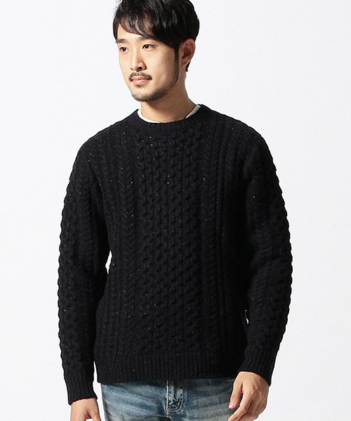 BEAMS（ビームス）の「BEAMS / カラ-ネップ アランニット（ニット/セーター・メンズ・グレー/ブラウン/ネイビー・X-LARGE/LARGE/MEDIUM/SMALL）」の3枚目の写真