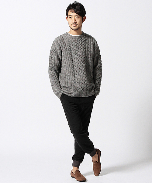 BEAMS（ビームス）の「BEAMS / カラ-ネップ アランニット（ニット/セーター・メンズ・グレー/ブラウン/ネイビー・X-LARGE/LARGE/MEDIUM/SMALL）」の11枚目の写真