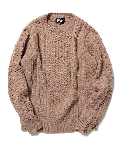BEAMS（ビームス）の「BEAMS / カラ-ネップ アランニット（ニット/セーター・メンズ・グレー/ブラウン/ネイビー・X-LARGE/LARGE/MEDIUM/SMALL）」の15枚目の写真