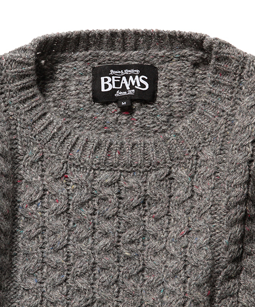 BEAMS（ビームス）の「BEAMS / カラ-ネップ アランニット（ニット/セーター・メンズ・グレー/ブラウン/ネイビー・X-LARGE/LARGE/MEDIUM/SMALL）」の19枚目の写真