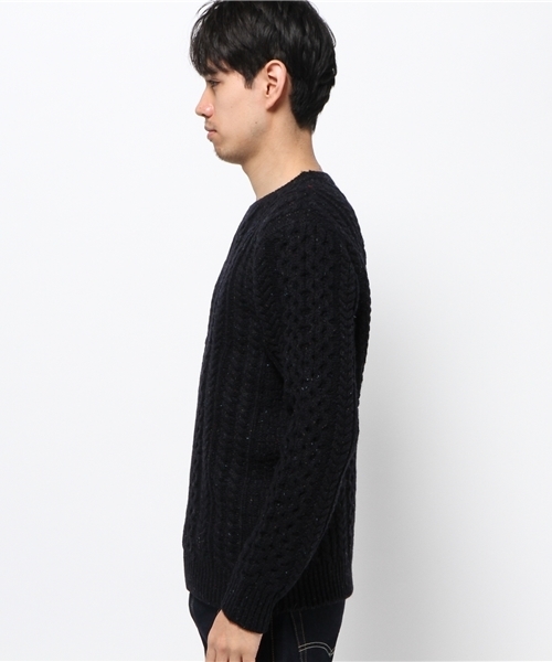 BEAMS（ビームス）の「BEAMS / カラ-ネップ アランニット（ニット/セーター・メンズ・グレー/ブラウン/ネイビー・X-LARGE/LARGE/MEDIUM/SMALL）」の4枚目の写真