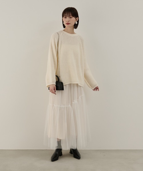 Shelly island(シェリーアイランド)の「チュールティアードスカート(スカート・レディース・ホワイト/ブラック/グレー・FREE)」の4枚目の写真