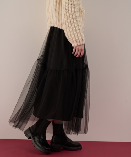 Shelly island(シェリーアイランド)の「チュールティアードスカート(スカート・レディース・ホワイト/ブラック/グレー・FREE)」の9枚目の写真