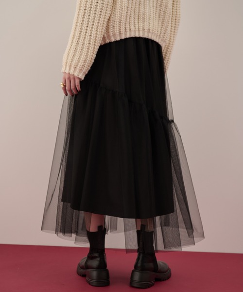Shelly island(シェリーアイランド)の「チュールティアードスカート(スカート・レディース・ホワイト/ブラック/グレー・FREE)」の10枚目の写真
