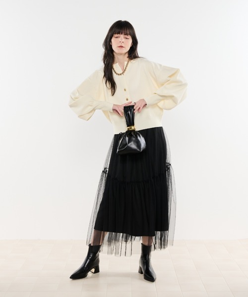 Shelly island(シェリーアイランド)の「チュールティアードスカート(スカート・レディース・ホワイト/ブラック/グレー・FREE)」の5枚目の写真