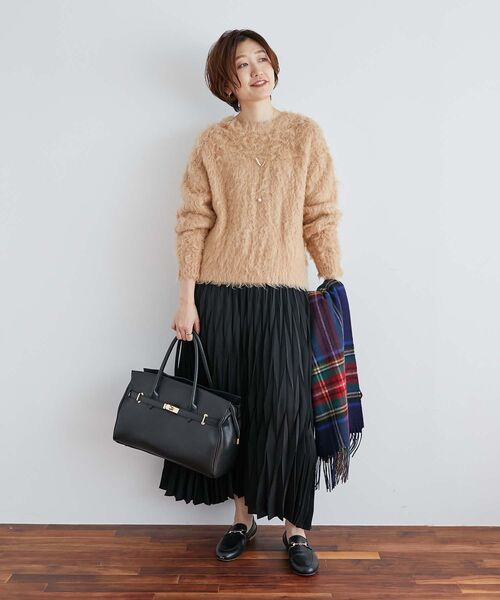 le.coeur blanc（ルクールブラン）の「デシン変形プリーツスカート（スカート・レディース・ブラック/ベージュ系その他・38）」の11枚目の写真