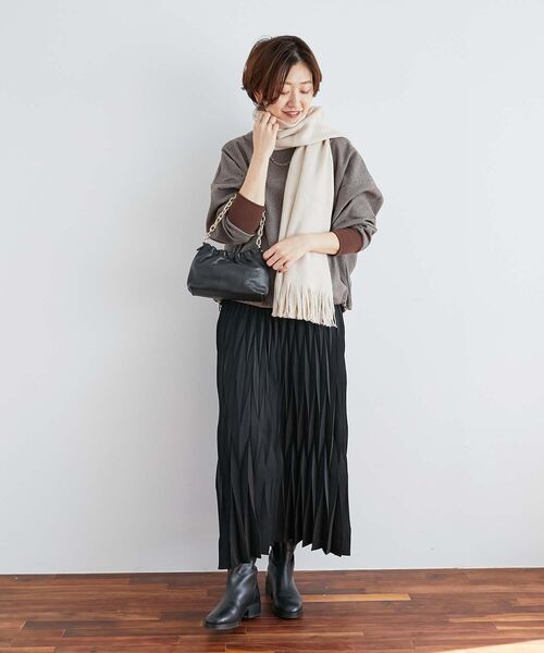 le.coeur blanc（ルクールブラン）の「デシン変形プリーツスカート（スカート・レディース・ブラック/ベージュ系その他・38）」の12枚目の写真