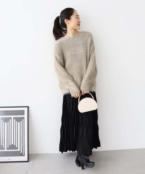 le.coeur blanc（ルクールブラン）の「デシン変形プリーツスカート（スカート・レディース・ブラック/ベージュ系その他・38）」の14枚目の写真