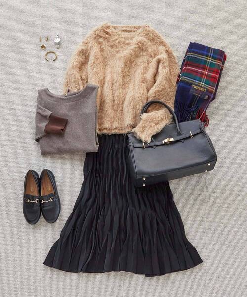 le.coeur blanc（ルクールブラン）の「デシン変形プリーツスカート（スカート・レディース・ブラック/ベージュ系その他・38）」の22枚目の写真