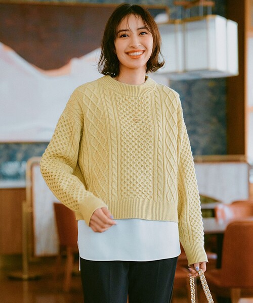 パーリーゲイツ　1/M ニットセーター　ケーブル　千鳥格子　ホワイト系　切り替え エアフィール×DIAPLEX フルジップアップニットジャケット