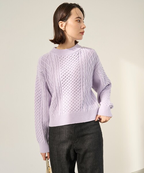 パーリーゲイツ　1/M ニットセーター　ケーブル　千鳥格子　ホワイト系　切り替え パーリーゲイツ セーター 白×黒 UFOキャッチャー ニット ウール