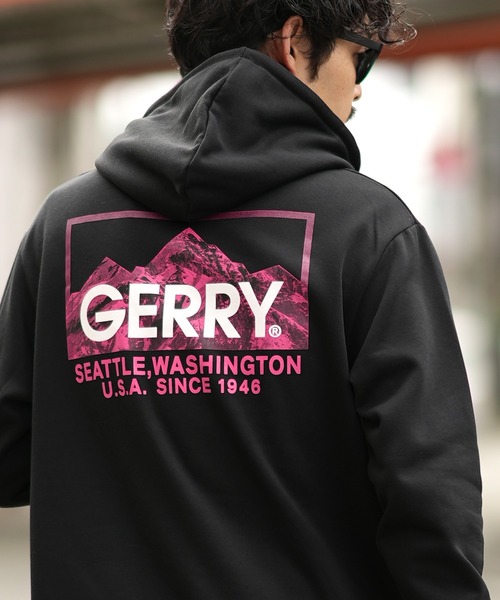 GERRY(ジェリー)の「【GERRY】別注 ネオンカラー プリント 裏起毛 パーカー(パーカー・メンズ・ブラック/ブルーグレー/グレー系/ネイビー系/杢グレー/ネイビー/ブラック系/ブルー系・MEDIUM/LARGE/X-LARGE)」の3枚目の写真
