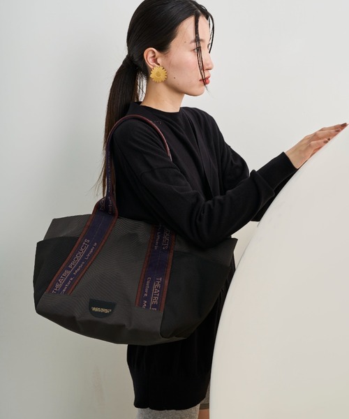 THEATRE PRODUCTS（シアタープロダクツ）の「バイカラーアウトポケットJQテープバッグ-L-（トートバッグ・レディース・ブラック/ベージュ・FREE）」の8枚目の写真