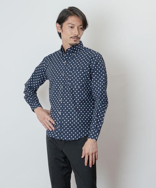 garsonwave(ギャルソンウェーブ)の「日本製 ブロード 水玉 ボタンダウン シャツ(GW)(シャツ/ブラウス・メンズ・ネイビー系/ホワイト系/ネイビー/ホワイト/ブラック/ブラック系・L/M/LL)」の18枚目の写真
