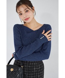 tocco closet | 【ZOZO限定】アシンメトリーネックラメニットトップス(ニット/セーター)