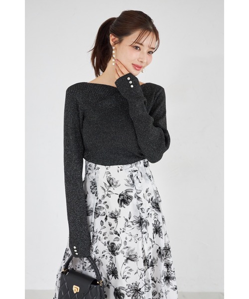 tocco closet（トッコ　クローゼット）の「【ZOZO限定】アシンメトリーネックラメニットトップス（ニット/セーター・レディース・ブラック/ブルー/イエロー/グリーン/ピンク/ネイビー/オフホワイト/アイボリー・M）」の20枚目の写真