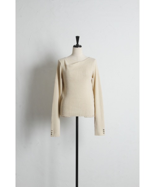 tocco closet（トッコ　クローゼット）の「【ZOZO限定】アシンメトリーネックラメニットトップス（ニット/セーター・レディース・ブラック/ブルー/イエロー/グリーン/ピンク/ネイビー/オフホワイト/アイボリー・M）」の9枚目の写真