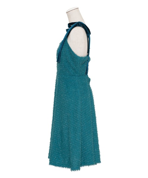 PUNYUS(プニュズ)の「ショルダーリボンキャミワンピース(ワンピース・レディース・ダークグレー/ブルー/ピンク/ブラック・3/2/1/4)」の7枚目の写真