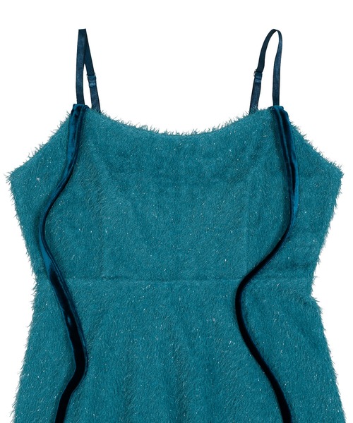 PUNYUS(プニュズ)の「ショルダーリボンキャミワンピース(ワンピース・レディース・ダークグレー/ブルー/ピンク/ブラック・3/2/1/4)」の12枚目の写真