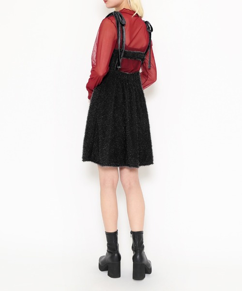 PUNYUS(プニュズ)の「ショルダーリボンキャミワンピース(ワンピース・レディース・ダークグレー/ブルー/ピンク/ブラック・3/2/1/4)」の15枚目の写真