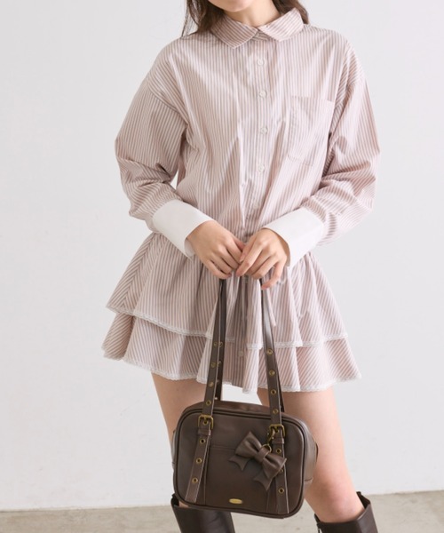 OLIVE des OLIVE(オリーブデオリーブ)の「チュニックシャツワンピ(ワンピース・レディース・オフホワイト/ピンク/サックスブルー・FREE)」の7枚目の写真