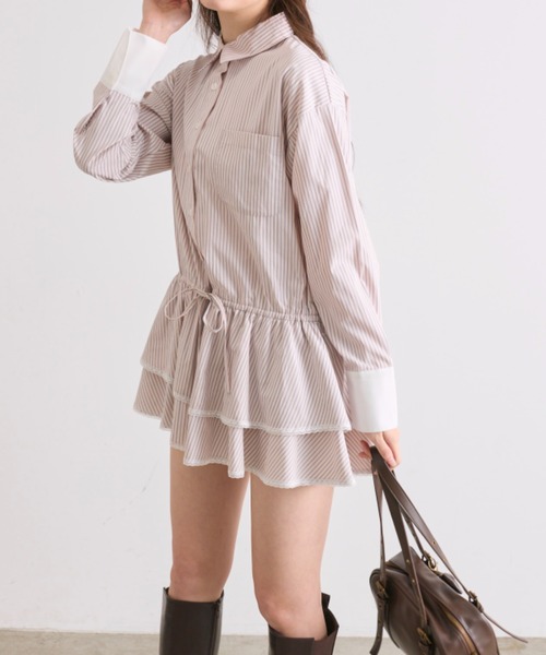 OLIVE des OLIVE(オリーブデオリーブ)の「チュニックシャツワンピ(ワンピース・レディース・オフホワイト/ピンク/サックスブルー・FREE)」の9枚目の写真
