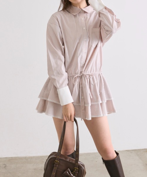OLIVE des OLIVE(オリーブデオリーブ)の「チュニックシャツワンピ(ワンピース・レディース・オフホワイト/ピンク/サックスブルー・FREE)」の10枚目の写真