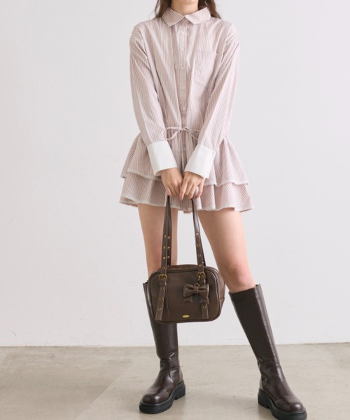 OLIVE des OLIVE(オリーブデオリーブ)の「チュニックシャツワンピ(ワンピース・レディース・オフホワイト/ピンク/サックスブルー・FREE)」の12枚目の写真