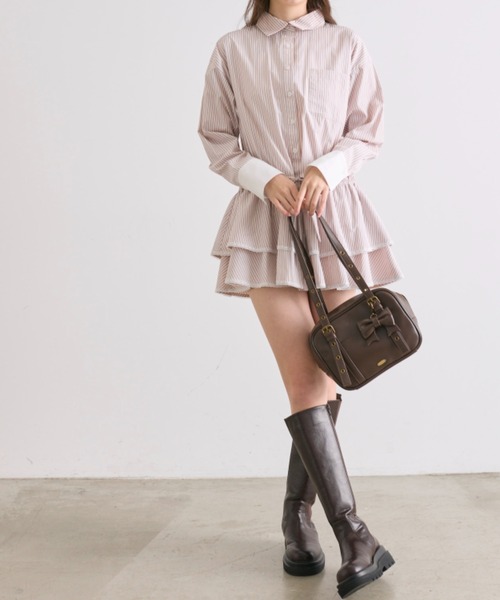 OLIVE des OLIVE(オリーブデオリーブ)の「チュニックシャツワンピ(ワンピース・レディース・オフホワイト/ピンク/サックスブルー・FREE)」の14枚目の写真