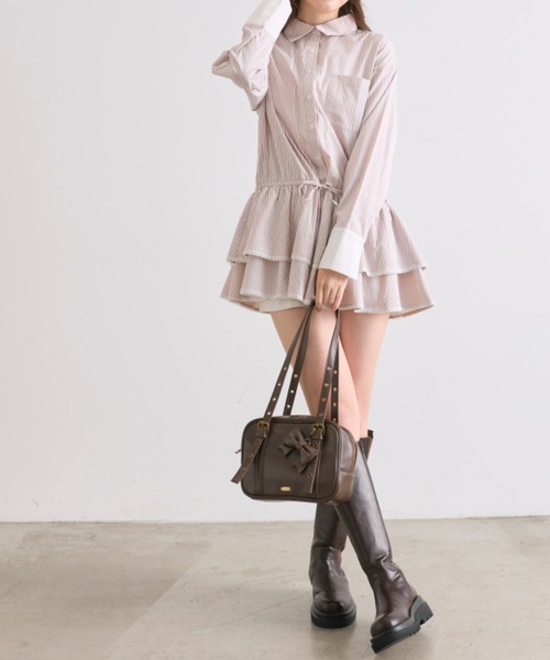OLIVE des OLIVE(オリーブデオリーブ)の「チュニックシャツワンピ(ワンピース・レディース・オフホワイト/ピンク/サックスブルー・FREE)」の16枚目の写真