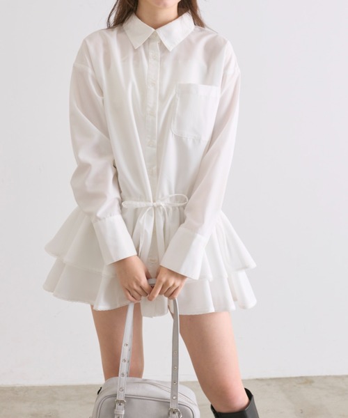 OLIVE des OLIVE(オリーブデオリーブ)の「チュニックシャツワンピ(ワンピース・レディース・オフホワイト/ピンク/サックスブルー・FREE)」の18枚目の写真