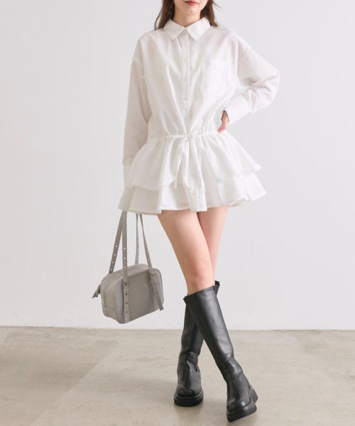 OLIVE des OLIVE(オリーブデオリーブ)の「チュニックシャツワンピ(ワンピース・レディース・オフホワイト/ピンク/サックスブルー・FREE)」の5枚目の写真