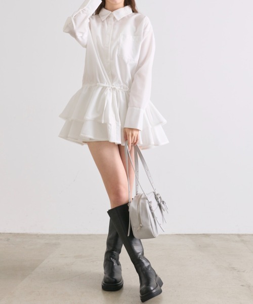 OLIVE des OLIVE(オリーブデオリーブ)の「チュニックシャツワンピ(ワンピース・レディース・オフホワイト/ピンク/サックスブルー・FREE)」の6枚目の写真
