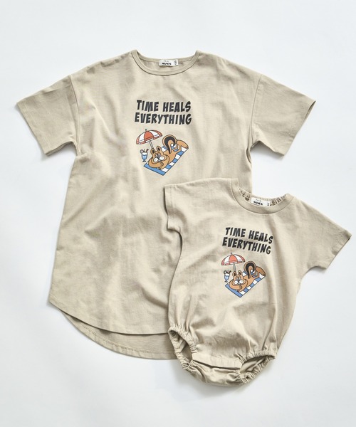 pairmanon（ペアマノン）の「【綿100%】【リンクコーデ】オリジナル プリントチュニック（チュニック・キッズ・ピンク系その他/オレンジ系その他/ホワイト系その他2/ピンク系その他2/グリーン系その他2/ブルー系その他/グリーン系その他/ホワイト系その他/ベージュ系その他/ブラウン系その他・150/90/100/130/140/120/110）」の5枚目の写真