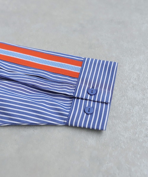 antiqua（アンティカ）の「ストライプラインシャツ（シャツ/ブラウス・レディース・スミクロ/ブルー・ONESIZE）」の17枚目の写真