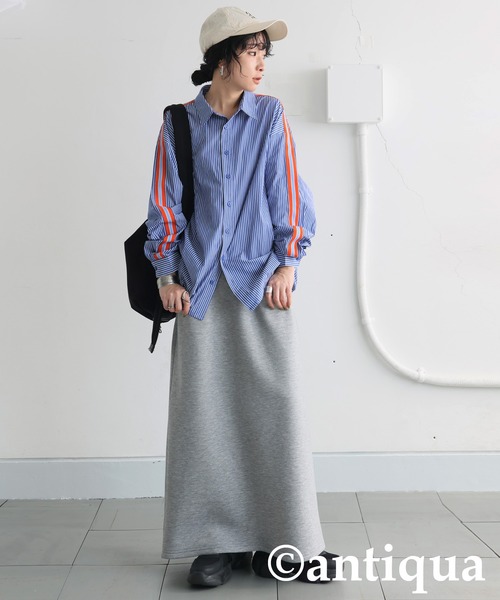 antiqua（アンティカ）の「ストライプラインシャツ（シャツ/ブラウス・レディース・スミクロ/ブルー・ONESIZE）」の15枚目の写真