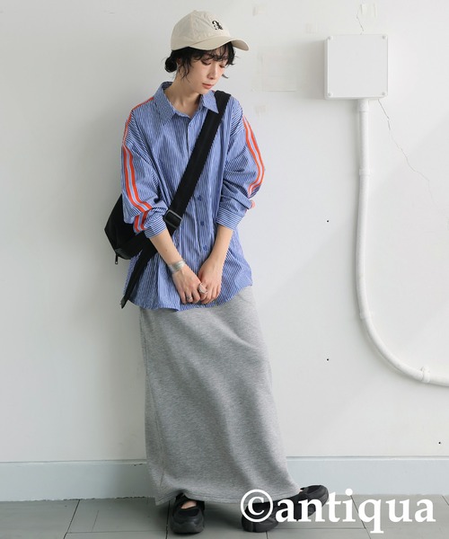 antiqua（アンティカ）の「ストライプラインシャツ（シャツ/ブラウス・レディース・スミクロ/ブルー・ONESIZE）」の4枚目の写真