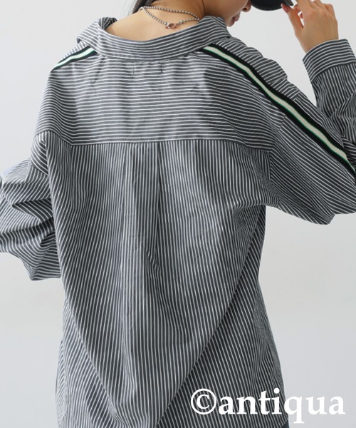 antiqua（アンティカ）の「ストライプラインシャツ（シャツ/ブラウス・レディース・スミクロ/ブルー・ONESIZE）」の12枚目の写真