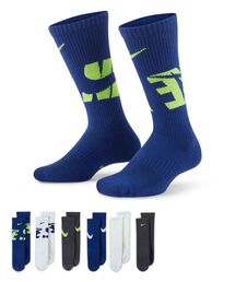 NIKE | ナイキ エブリデイ キッズ クッションド クルー ソックス (6足) / Nike Everyday Kids' Cushioned Crew Socks (6 Pairs) SK0066-955 Multi-Color(ソックス/靴下)