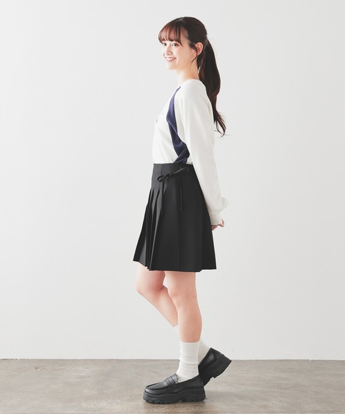 Honeys（ハニーズ）の「リボン付プリーツスカート（スカート・レディース・ライトグレー系/グレイッシュベージュ/ブラック・L/M/S/SS/LL）」の7枚目の写真