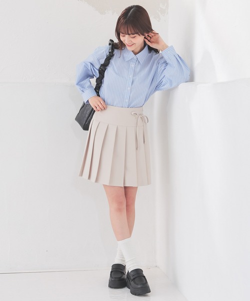 Honeys（ハニーズ）の「リボン付プリーツスカート（スカート・レディース・ライトグレー系/グレイッシュベージュ/ブラック・L/M/S/SS/LL）」の18枚目の写真