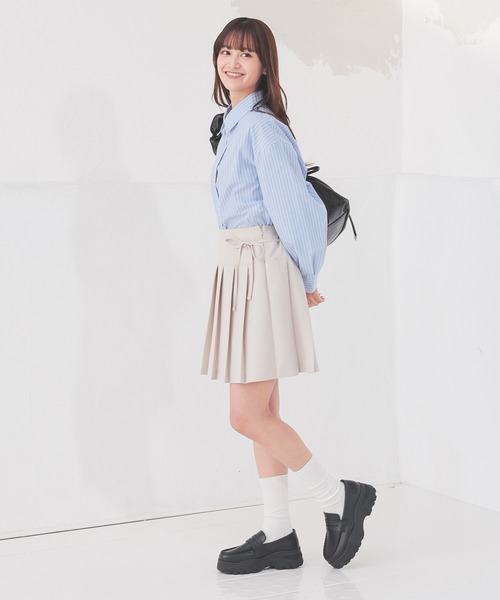 Honeys（ハニーズ）の「リボン付プリーツスカート（スカート・レディース・ライトグレー系/グレイッシュベージュ/ブラック・L/M/S/SS/LL）」の19枚目の写真