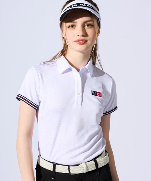 FILA GOLF(フィラゴルフ )の「タイポ柄半袖シャツ(シャツ/ブラウス・レディース・ホワイト/ネイビー/パープル・MEDIUM/LARGE/X-LARGE)」の2枚目の写真