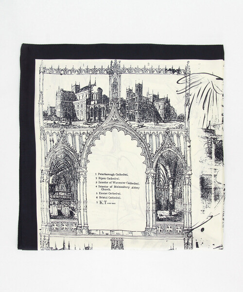 K.T KIYOKO TAKASE（キヨコタカセ）の「線画風プリント スカーフ（ストール/ショール・レディース・ブラック/ブラウン/ネイビー・FREE）」の2枚目の写真