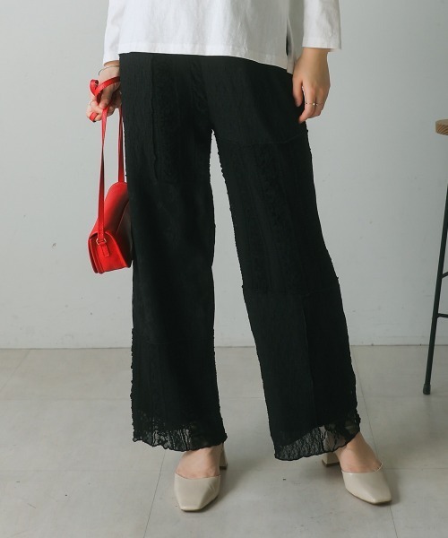 Bou Jeloud（ブージュルード）の「レースパッチワークパンツ（その他パンツ・レディース・アイボリー/ブラック・FREE）」の2枚目の写真