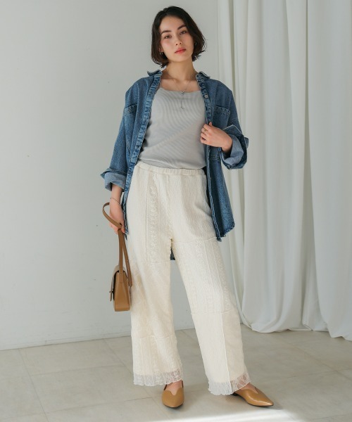 Bou Jeloud（ブージュルード）の「レースパッチワークパンツ（その他パンツ・レディース・アイボリー/ブラック・FREE）」の3枚目の写真