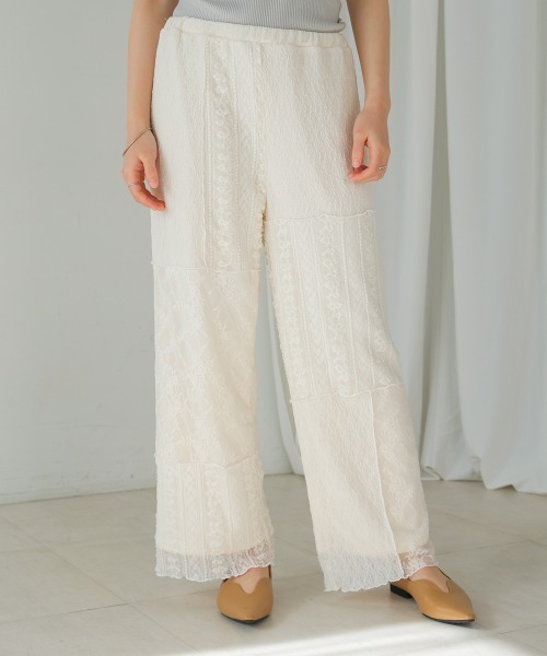 Bou Jeloud（ブージュルード）の「レースパッチワークパンツ（その他パンツ・レディース・アイボリー/ブラック・FREE）」の4枚目の写真