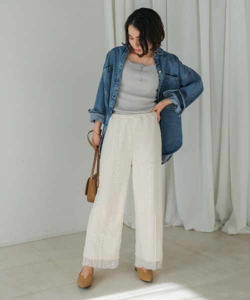 Bou Jeloud（ブージュルード）の「レースパッチワークパンツ（その他パンツ・レディース・アイボリー/ブラック・FREE）」の5枚目の写真