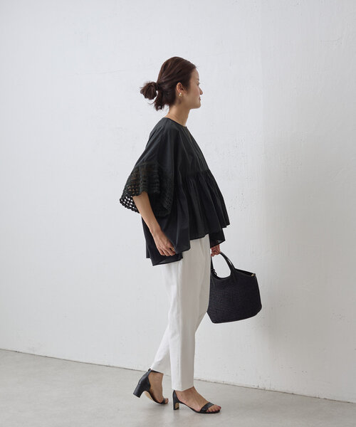 BEARDSLEY(ビアズリー)の「ウエストリブトラックパンツ(その他パンツ・レディース・ブラック/ホワイト・0/1/2)」の6枚目の写真