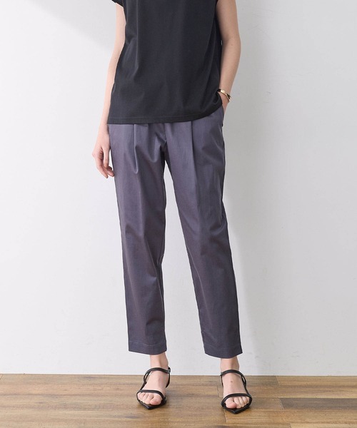 LE SOUK HOLIDAY（ルスークホリデー）の「【接触冷感】タックテーパードパンツ【ウエストゴム】（スラックス・レディース・ブラック/カーキ/チャコールグレー/ベージュ/グリーン/イエロー・S/M/L）」の3枚目の写真